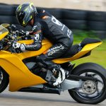 Yellow Damon HyperSport Premier electric motorcycle