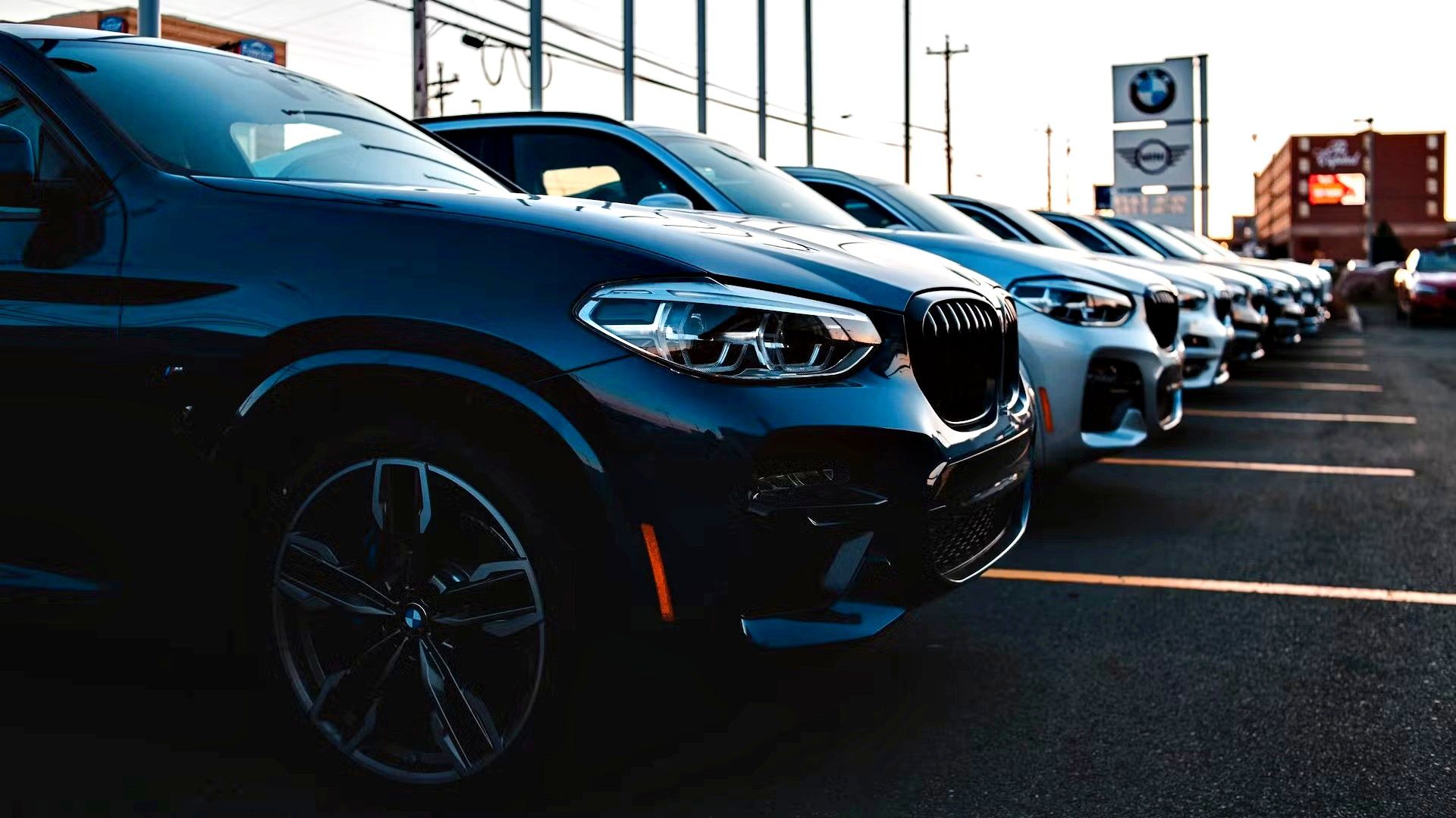 A row of BMWs